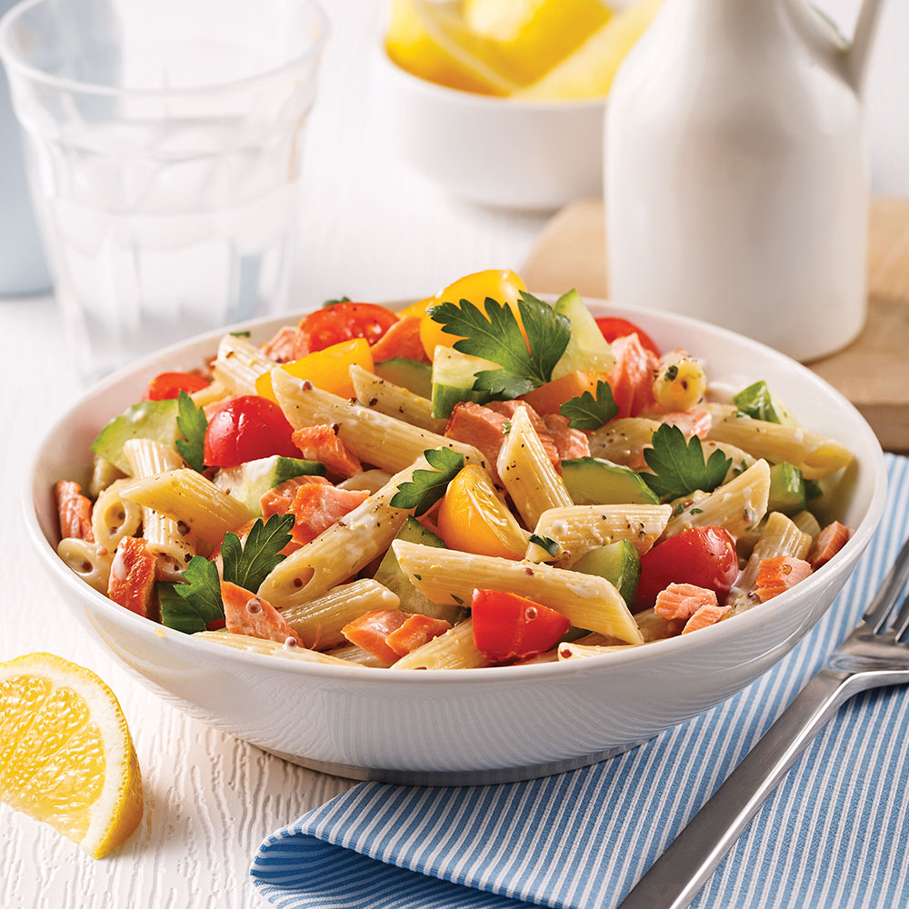 Salade de pâtes à la truite et aux légumes - Miss Économe
