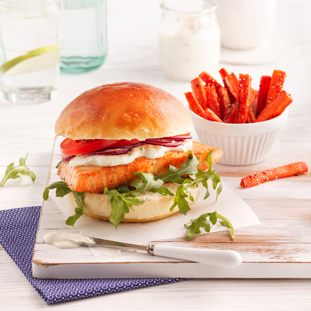 Burger gourmand de saumon - Miss Économe