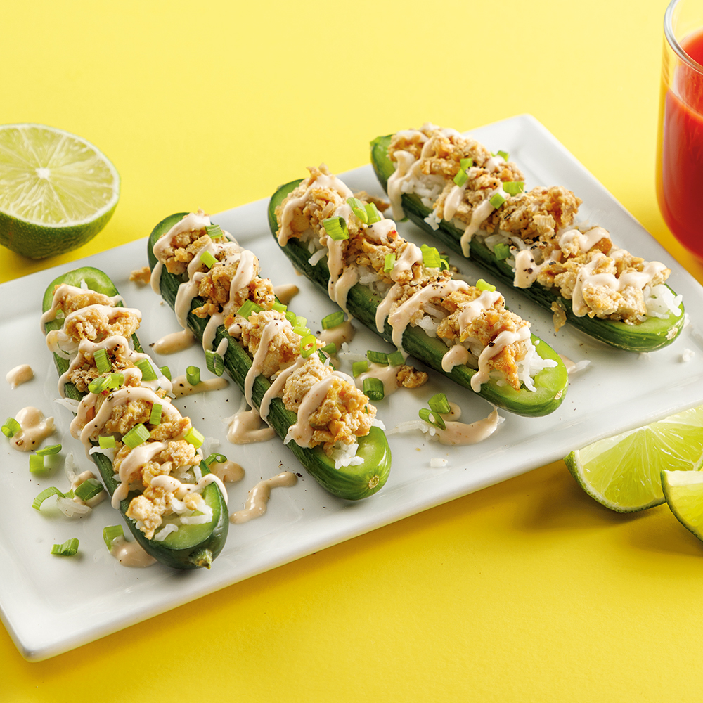 «Cucumber boats» au tofu teriyaki - Miss Économe
