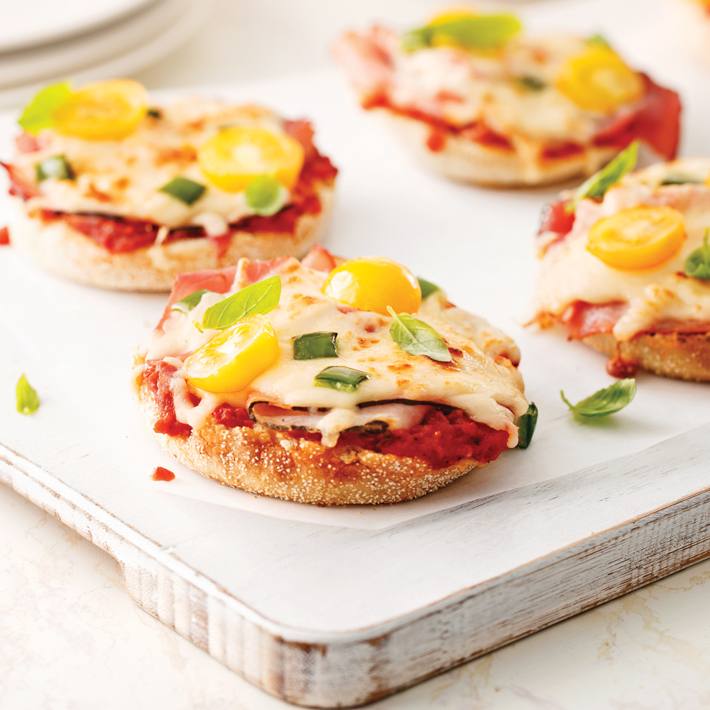 Mini-pizzas sur muffins anglais - Miss Économe