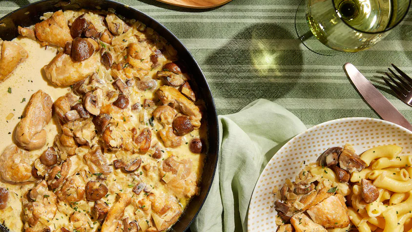 Poitrines de poulet sauce crème aux champignons - Miss Économe