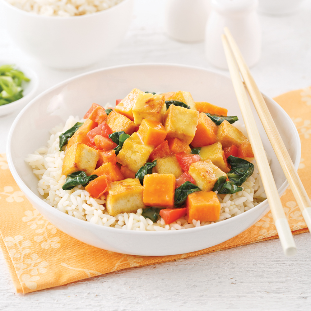 Sauté de tofu, cari et lait de coco - Miss Économe