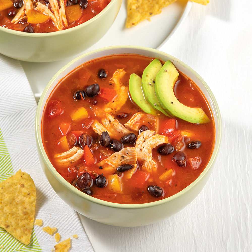 Soupe tex-mex au poulet et haricots noirs - Miss Économe